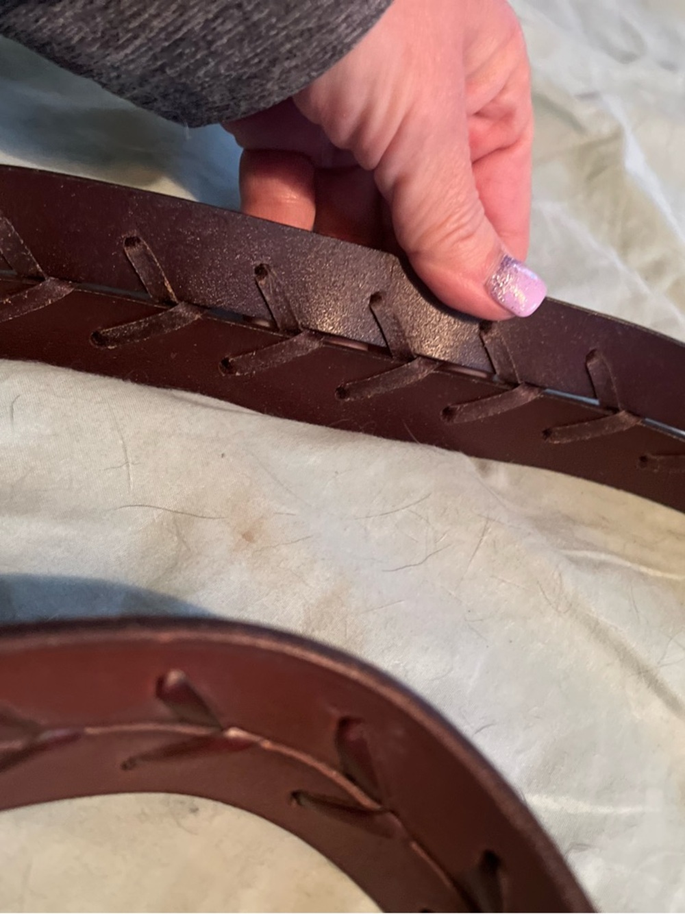 Ralph Lauren Leather Double Buckle Belt Woven Laced Brown Equestrian Vintage - Picture 6 of 10